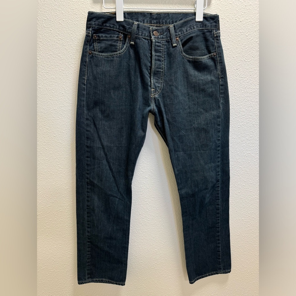 Levi's 501 Button Fly Jeans Straight Fit Cotton Denim Mens 31x30